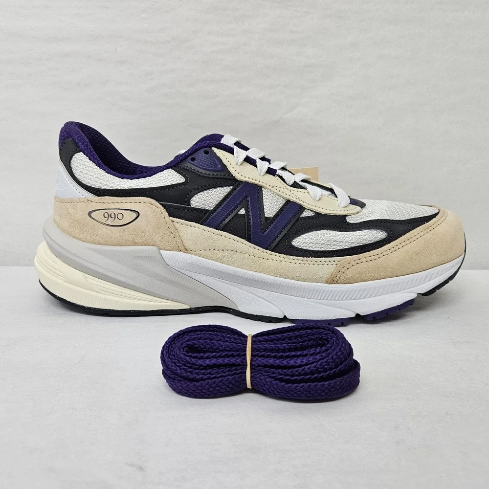 New Balance 990 V6 Sneakers Made In USA U990WB6 White Black‎ Purple Men Size 11